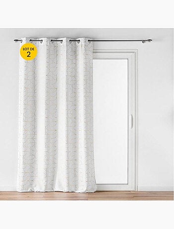 Lot de 2 rideaux à œillets polyester imprimé métallisé Louxor
