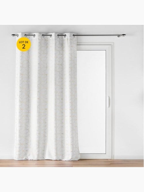 Lot de 2 rideaux à œillets polyester imprimé métallisé Louxor - Kiabi Lot de 2 rideaux à œillets polyester imprimé métallisé Louxor - Kiabi