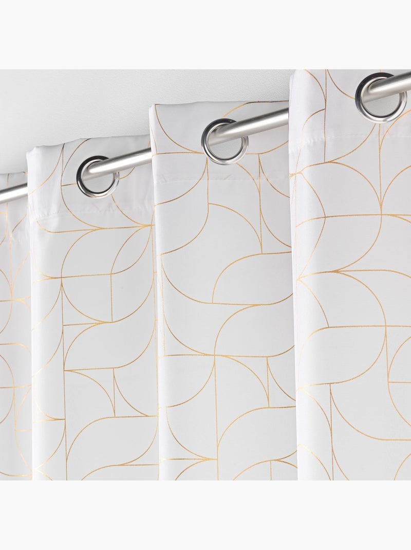 Lot de 2 rideaux à œillets polyester imprimé métallisé Louxor Blanc - Kiabi