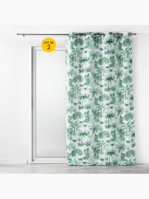 Lot de 2 Rideaux a oeillets polyester imprimé - Kiabi