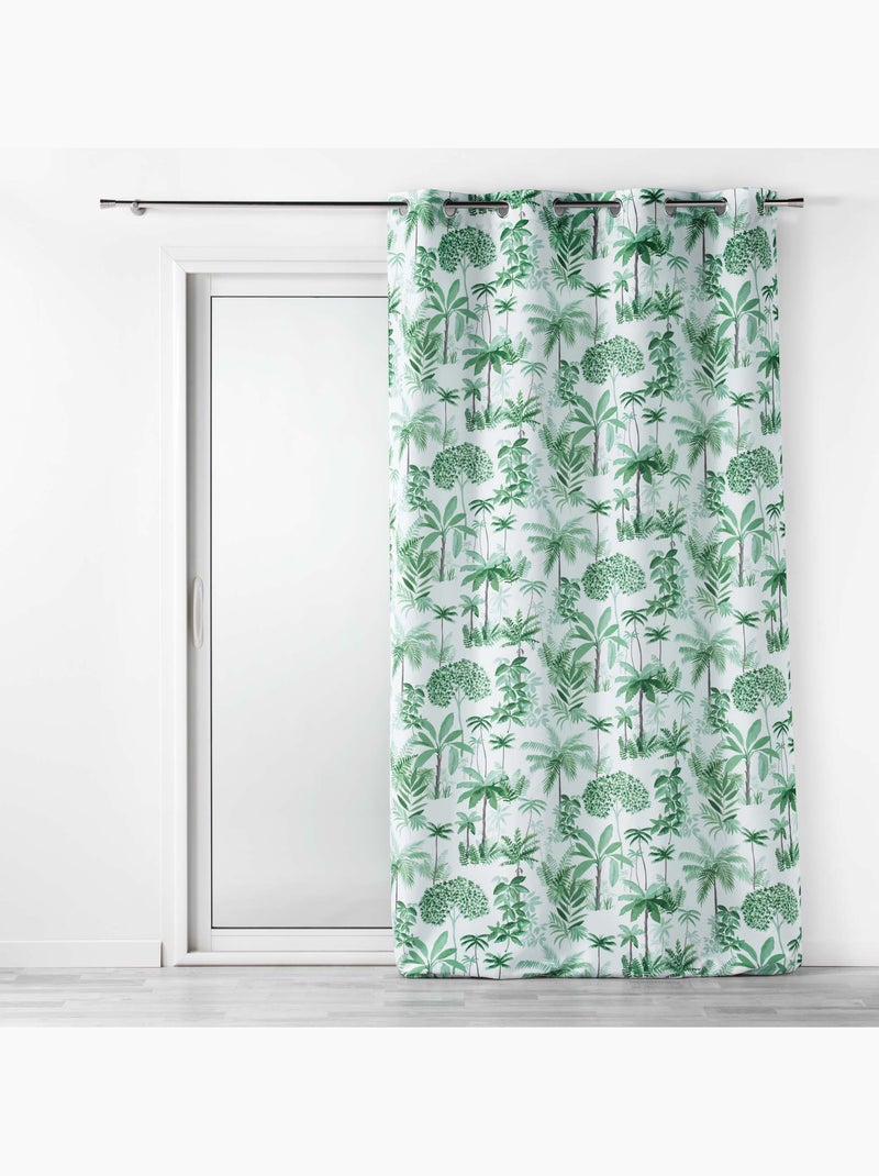Lot de 2 Rideaux a oeillets polyester imprimé Vert - Kiabi