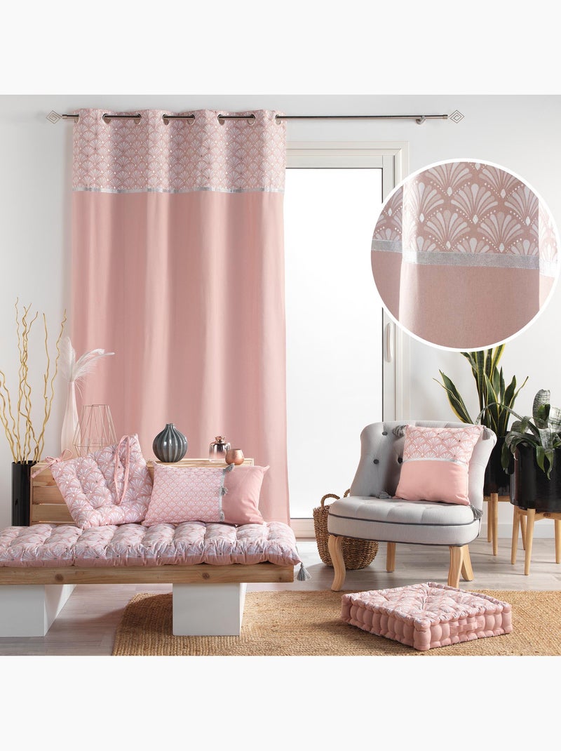 Lot de 2 rideaux à œillets – tamisant – 100% coton – Artchic Rose - Kiabi