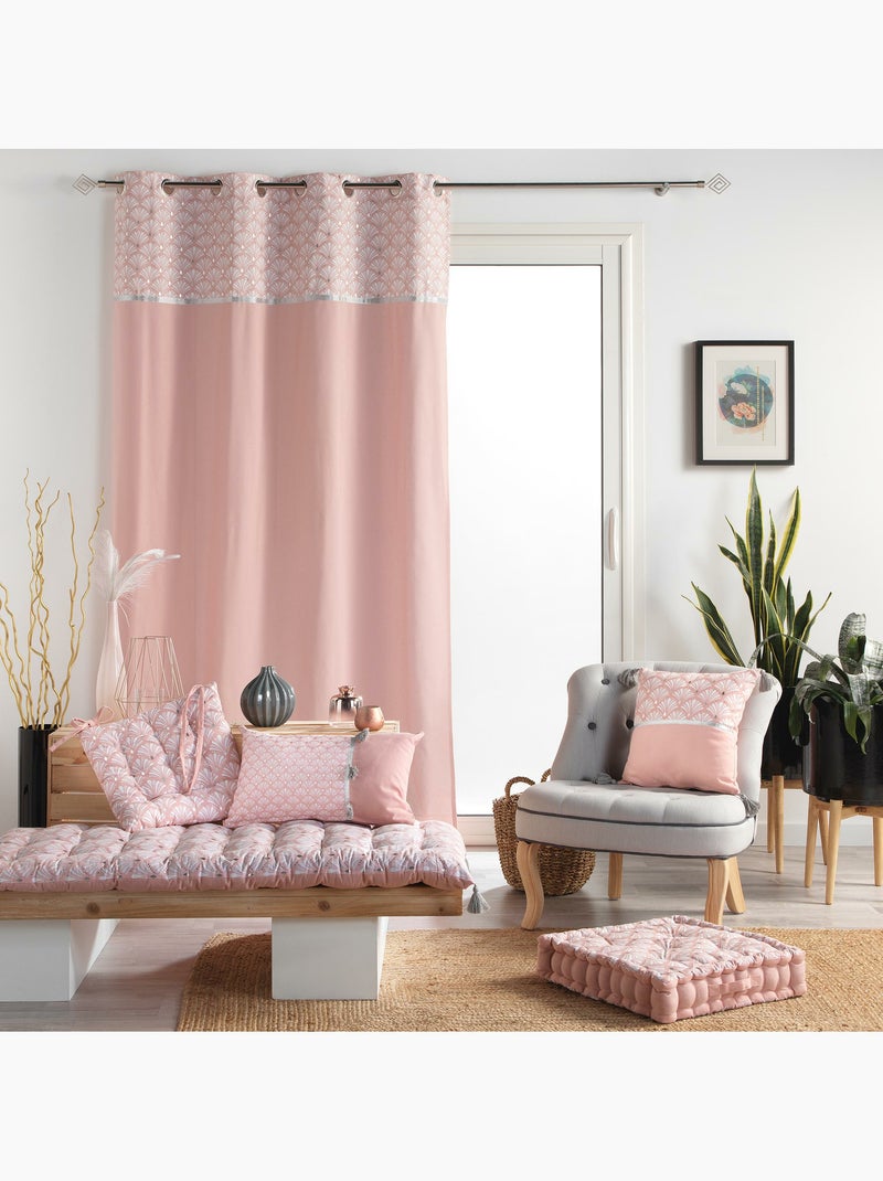 Lot de 2 rideaux à œillets – tamisant – 100% coton – Artchic Rose - Kiabi