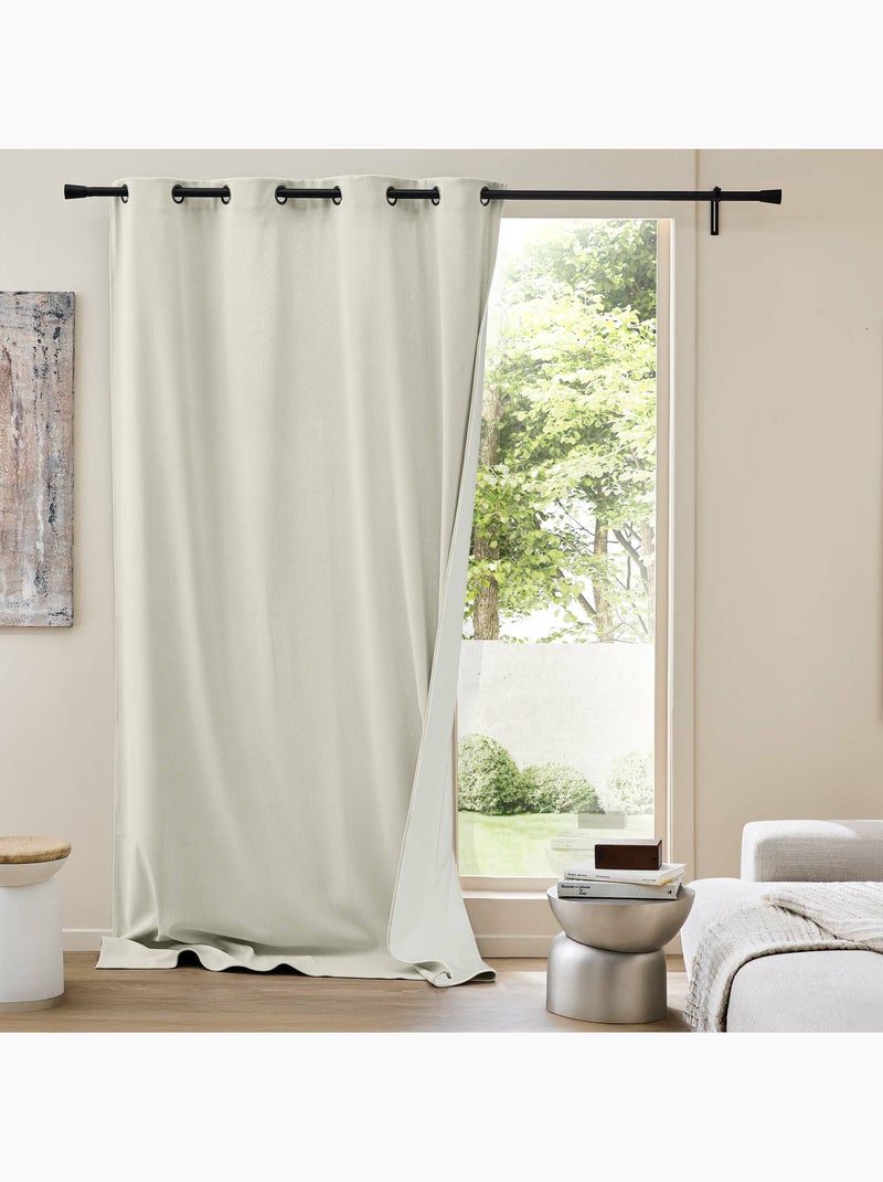 Lot de 2 Rideaux à Œillets Velours Côtelé / Polaire Thermique Beige naturel - Kiabi