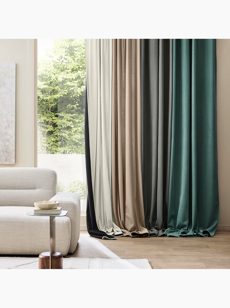 Lot de 2 Rideaux à Œillets Velours Côtelé / Polaire Thermique gris anthracite - Kiabi