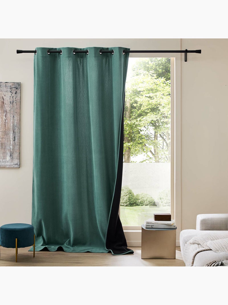 Lot de 2 Rideaux à Œillets Velours Côtelé / Polaire Thermique Vert Sauge - Kiabi