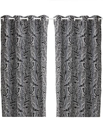 Lot de 2 rideaux à tissu jacquard à motifs feuilles FOLHA
