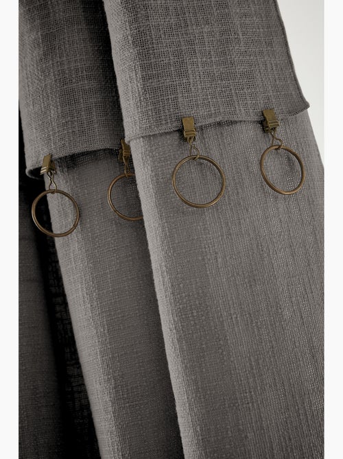 Lot de 2 rideaux ajustables - Coton flammé - Sixtine - Kiabi