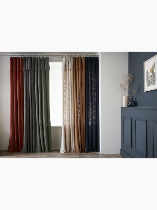 Lot de 2 rideaux ajustables - Coton flammé - Sixtine - Kiabi