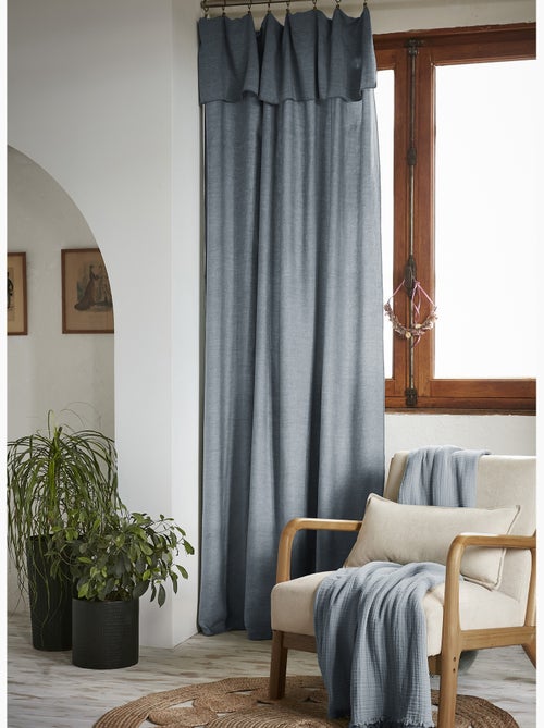 Lot de 2 Rideaux ajustables + 8 anneaux pinces – Lyocell uni - Kiabi