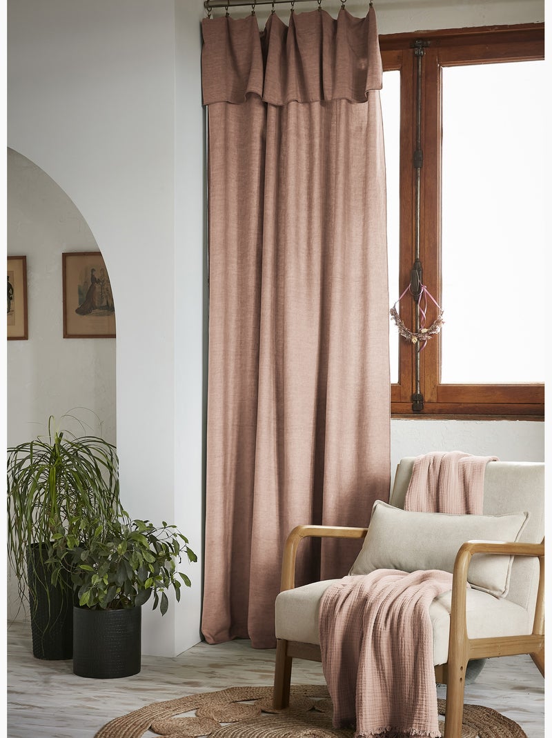 Lot de 2 Rideaux ajustables + 8 anneaux pinces – Lyocell uni Blush - Kiabi