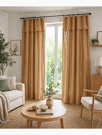 Lot de 2 Rideaux ajustables + 8 anneaux pinces – Lyocell uni
