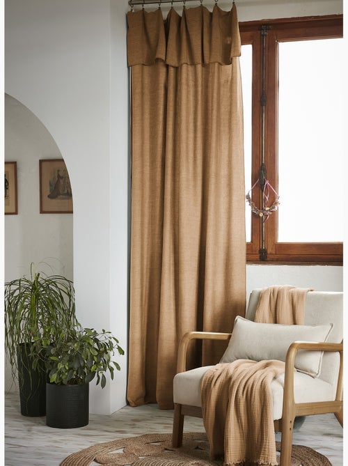 Lot de 2 Rideaux ajustables + 8 anneaux pinces – Lyocell uni - Kiabi