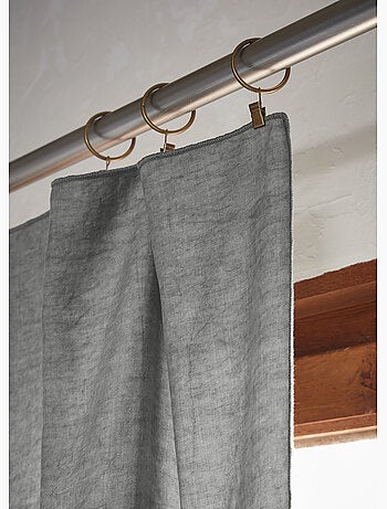 Lot de 2 Rideaux ajustables + 8 anneaux pinces – Lyocell uni