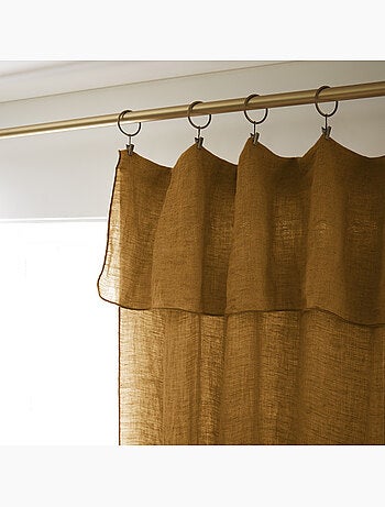 Lot de 2 rideaux ajustables en LIN Soline avec 8 anneaux pince