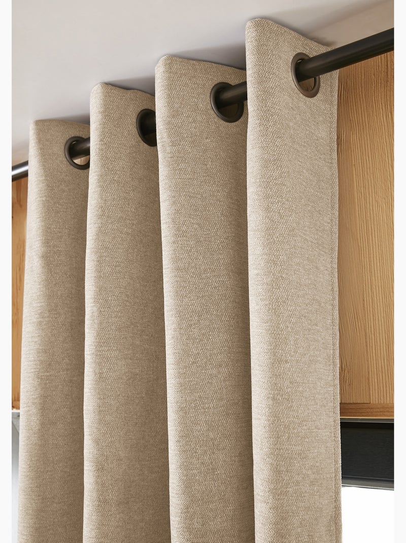Lot de 2 Rideaux – Blackout total & Thermique – Double polaire Beige foncé - Kiabi