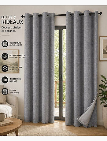 Lot de 2 Rideaux – Blackout total & Thermique – Double polaire