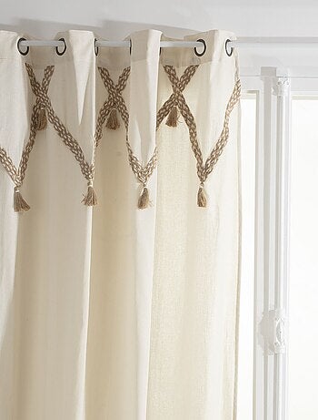 Lot de 2 Rideaux Carmen à Pompons en jute