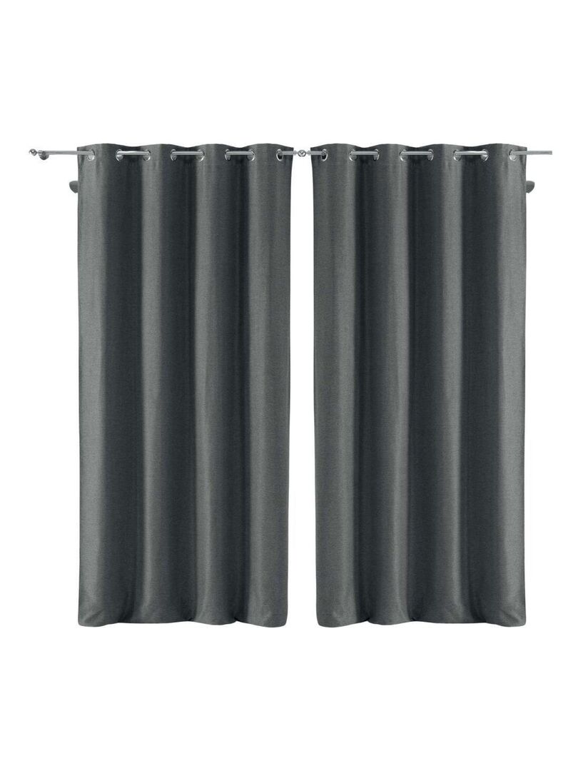 Lot de 2 rideaux Chinea gris anthracite - Kiabi