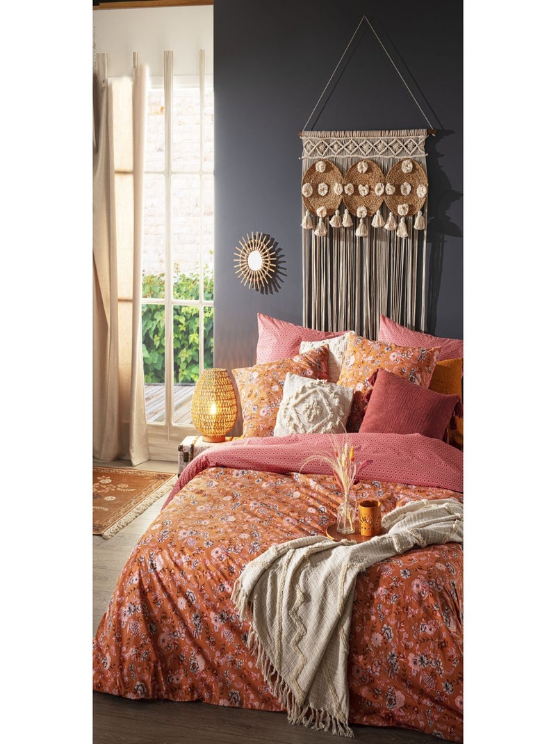 Lot de 2 Rideaux de fils détails macramé et pompons Beige - Kiabi