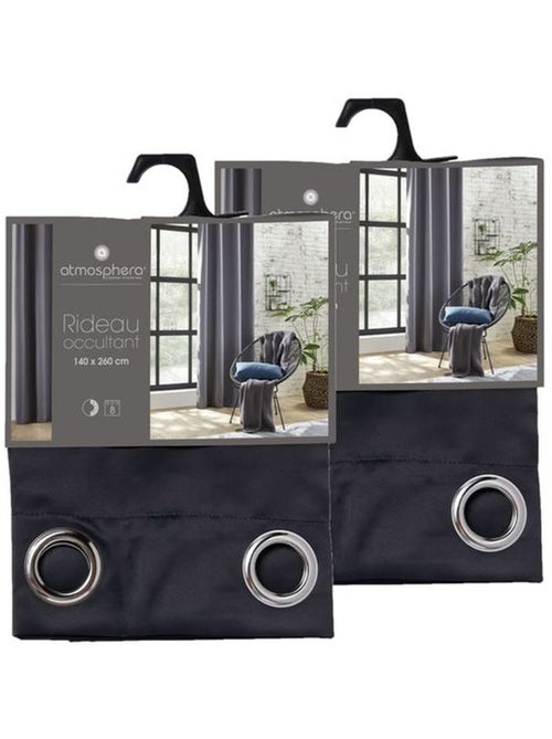 Lot de 2 Rideaux de salon occultants 8 œillets - Kiabi