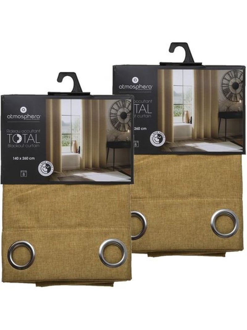 Lot de 2 Rideaux de salon occultants Jaune - Kiabi