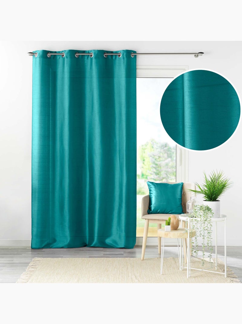 Lot de 2 rideaux effet soie Shana Bleu - Kiabi