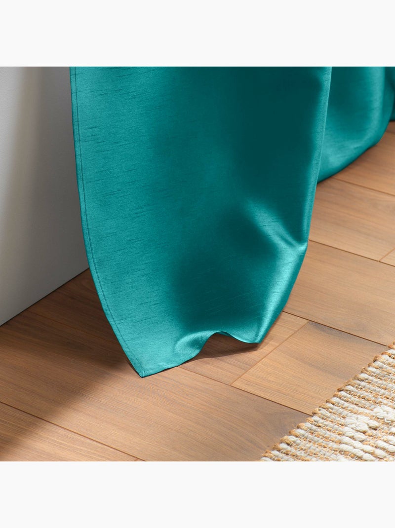 Lot de 2 rideaux effet soie Shana Bleu - Kiabi