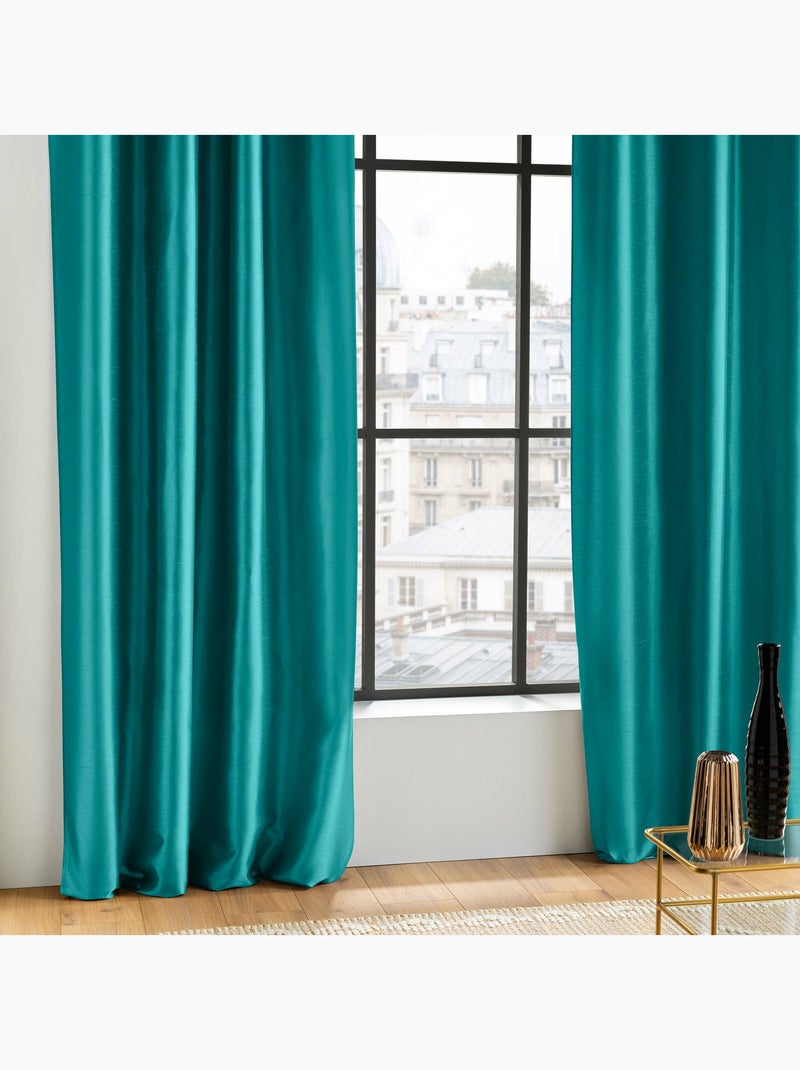 Lot de 2 rideaux effet soie Shana Bleu - Kiabi