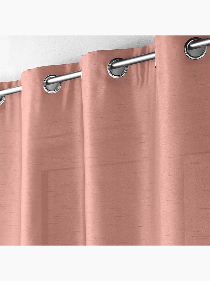 Lot de 2 rideaux effet soie Shana Rose poudré - Kiabi