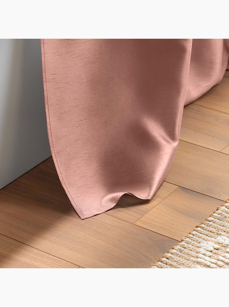 Lot de 2 rideaux effet soie Shana Rose poudré - Kiabi