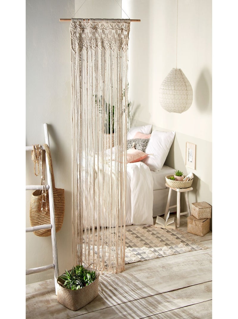 Lot de 2 rideaux fil en macramé Beige - Kiabi