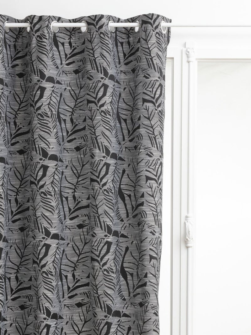 Lot de 2 Rideaux Folha au tissage jacquard Noir - Kiabi