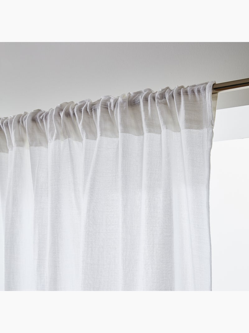 Lot de 2 Rideaux Galon Fronceur double Gaze de coton – Gaïa Blanc - Kiabi