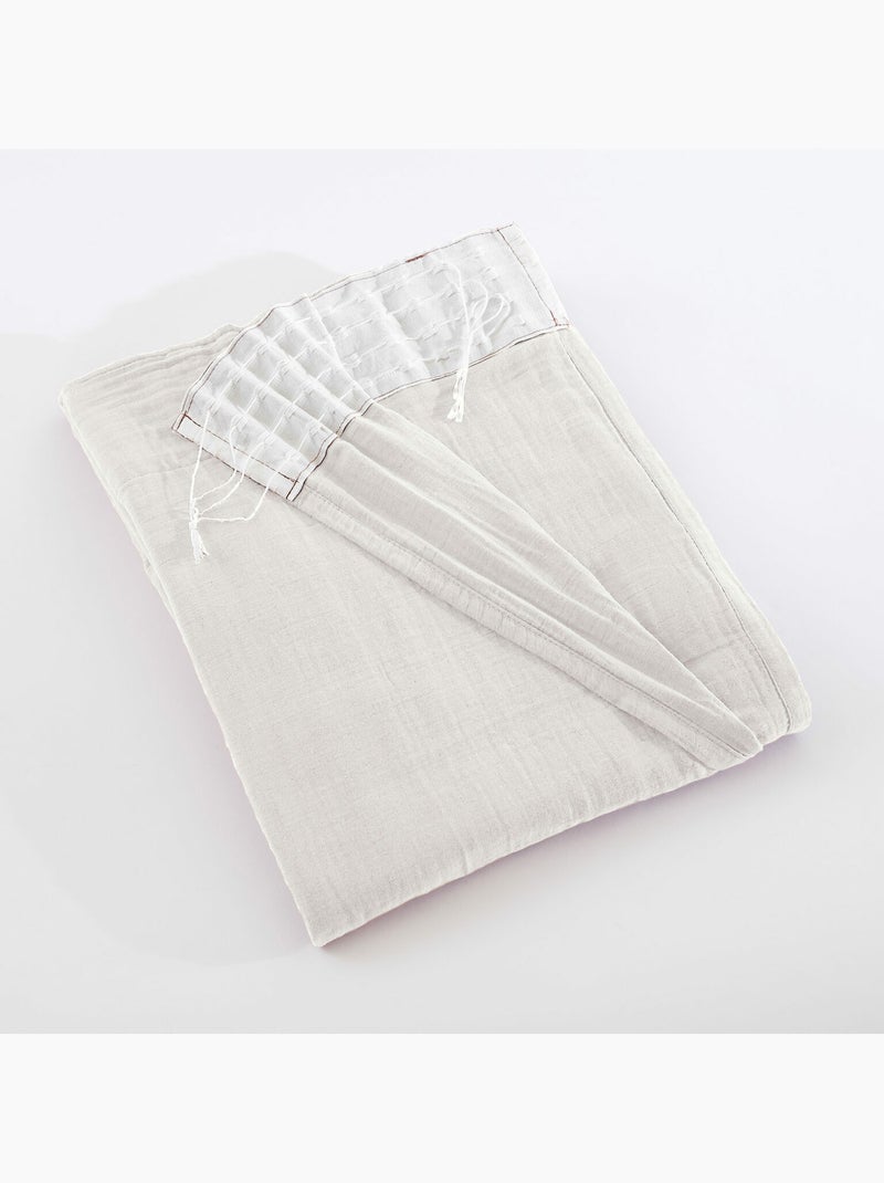 Lot de 2 Rideaux Galon Fronceur double Gaze de coton – Gaïa Blanc - Kiabi