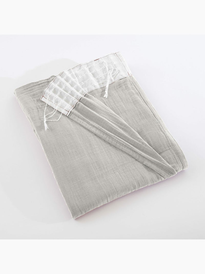 Lot de 2 Rideaux Galon Fronceur double Gaze de coton – Gaïa Gris perle - Kiabi
