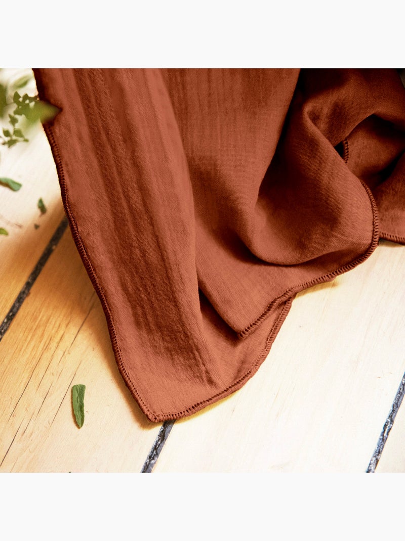 Lot de 2 Rideaux Galon Fronceur double Gaze de coton – Gaïa Terracotta - Kiabi