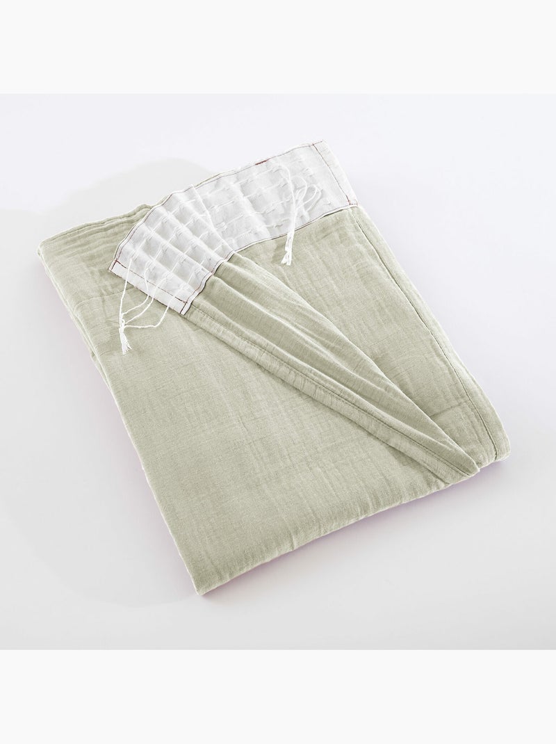 Lot de 2 Rideaux Galon Fronceur double Gaze de coton – Gaïa Vert d'eau - Kiabi