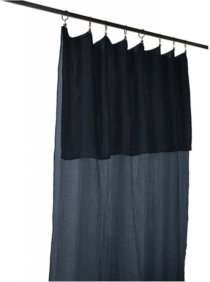 Lot de 2 rideaux gaze de coton Bleu foncé - Kiabi