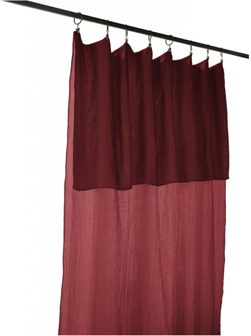 Lot de 2 rideaux gaze de coton Bordeaux - Kiabi