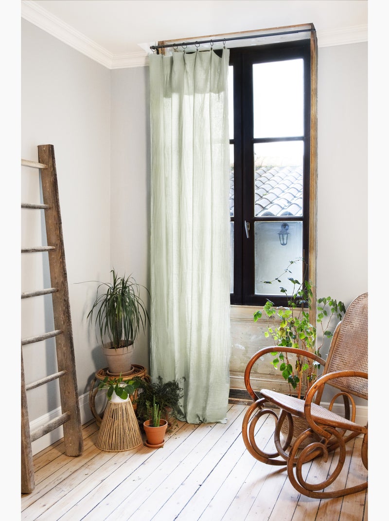 Lot de 2 rideaux gaze de coton Vert d'eau - Kiabi