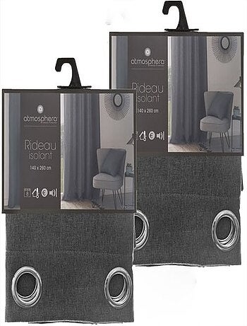 Lot de 2 rideaux isolants à 8 œillets TIM
