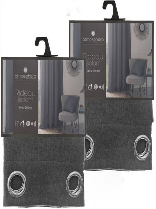 Lot de 2 rideaux isolants à 8 œillets TIM - Kiabi