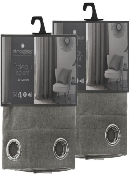 Lot de 2 rideaux isolants à 8 œillets TIM - Kiabi