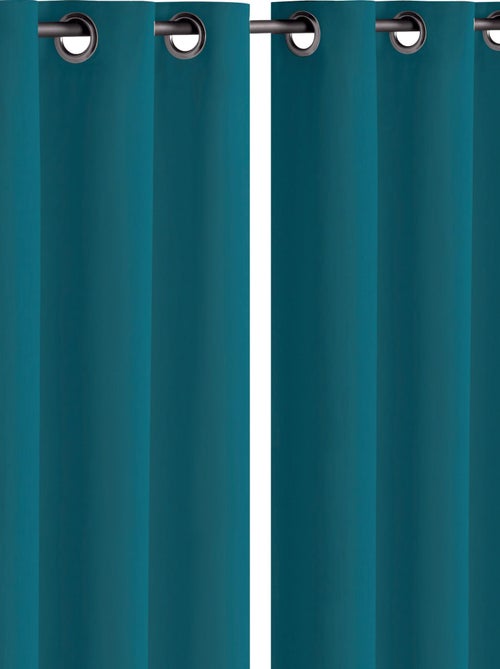 Lot de 2 rideaux obscurcissants unis avec 8 œillets - 135x240 cm - Bleu canard - Kiabi Lot de 2 rideaux obscurcissants unis avec 8 œillets - 135x240 cm - Bleu canard - Kiabi
