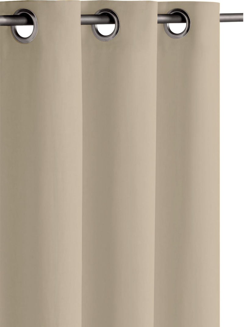 Lot de 2 rideaux obscurcissants unis avec 8 œillets - 135x240 cm - Ficelle Beige - Kiabi