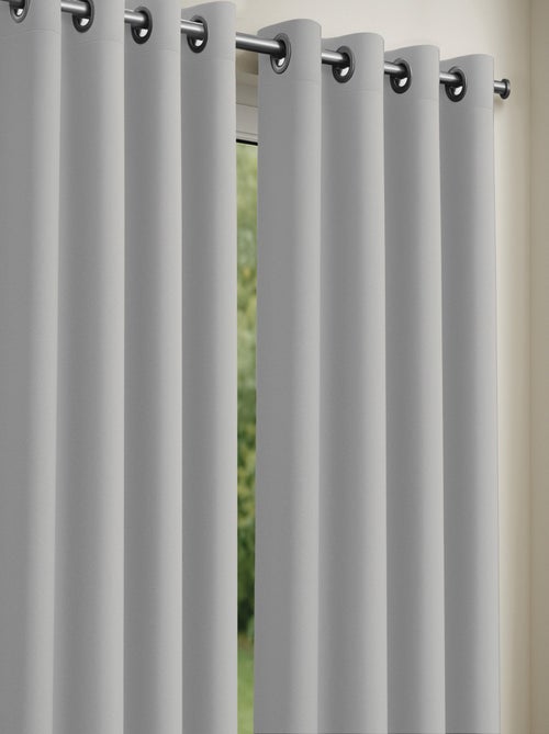 Lot de 2 rideaux obscurcissants unis avec 8 œillets - 135x240 cm - Gris perle - Kiabi