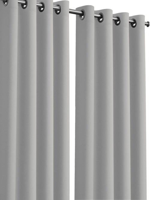 Lot de 2 rideaux obscurcissants unis avec 8 œillets - 135x240 cm - Gris perle - Kiabi