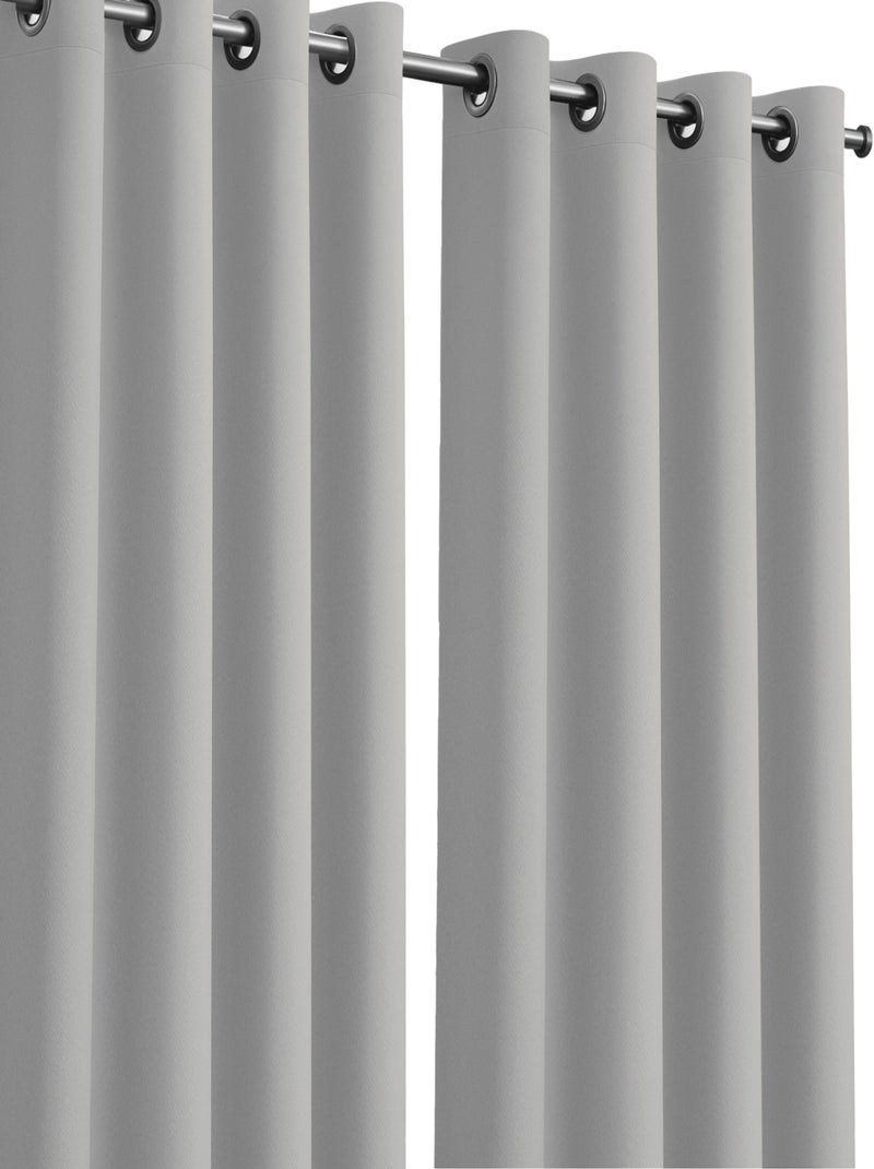 Lot de 2 rideaux obscurcissants unis avec 8 œillets - 135x240 cm - Gris perle Gris perle - Kiabi