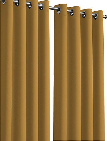 Lot de 2 rideaux obscurcissants unis avec 8 œillets - 135x240 cm - Vert tilleul